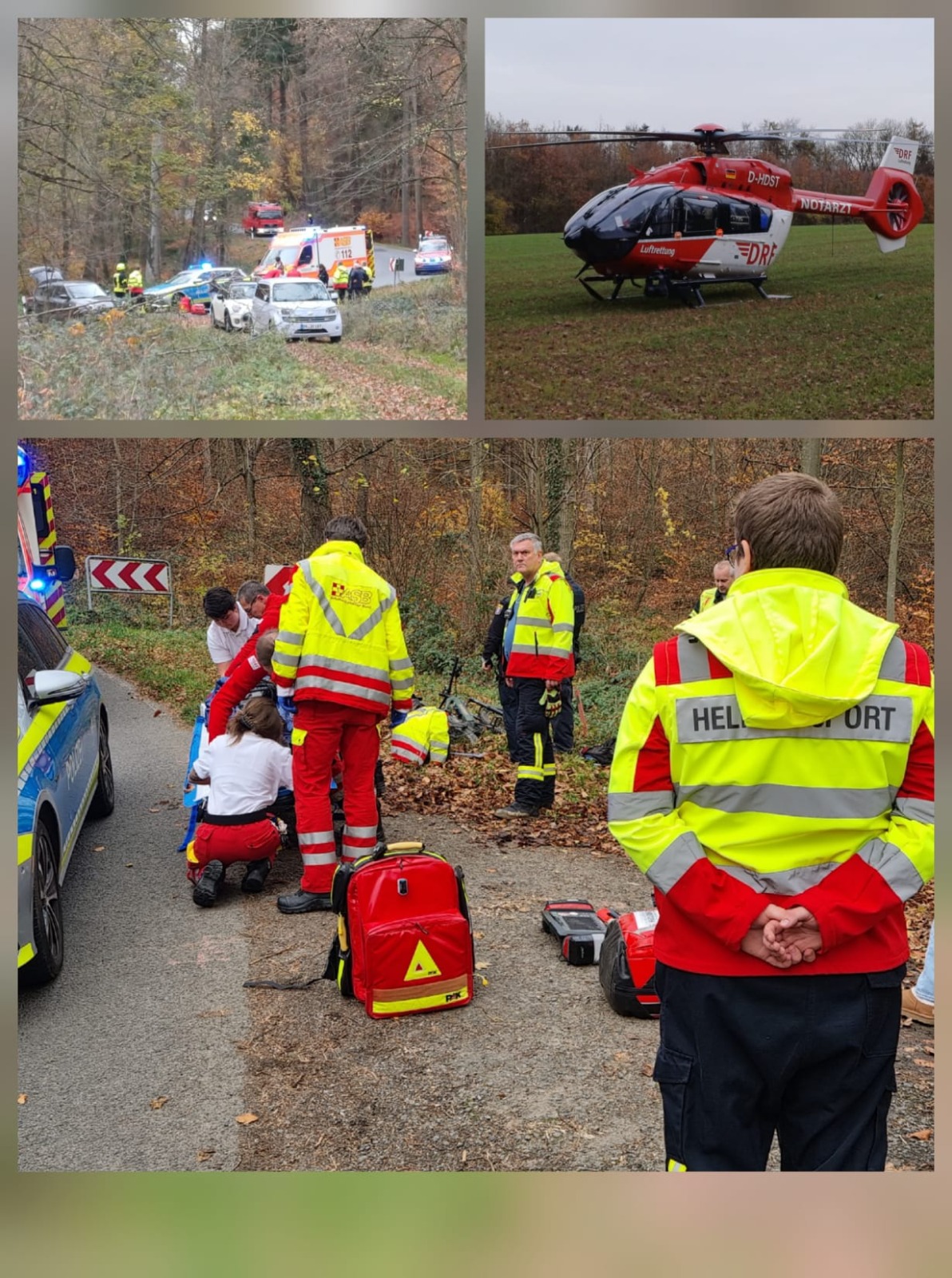 Gestürzte Radfahrerin - Rettungshubschrauber